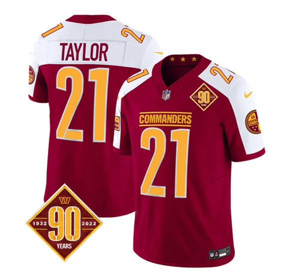 Football Jersey For Promotional Sales-Men's Washington Commanders #21 Sean Taylor Burgundy/White 2023 F.U.S.E. 90th Anniversary Vapor Limited Football Stitched Jersey