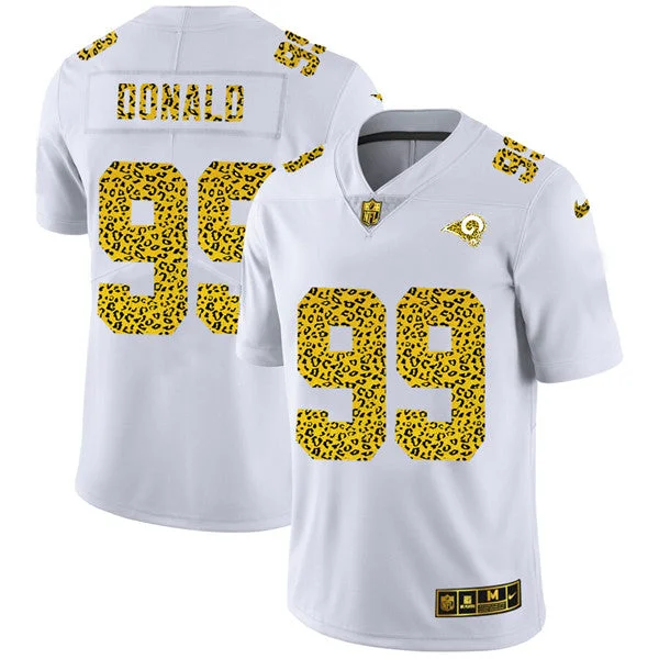 Football Jersey For Special Team Gifts-Men's Los Angeles Rams #99 Aaron Donald 2020 White Leopard Print Fashion Limited Football Stitched Jersey