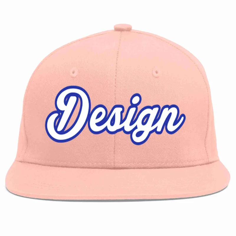 Baseball Cap With Premium Fabric-Custom Pink White-Royal Flat Eaves Sport Baseball Cap Design for Men/Women/Youth