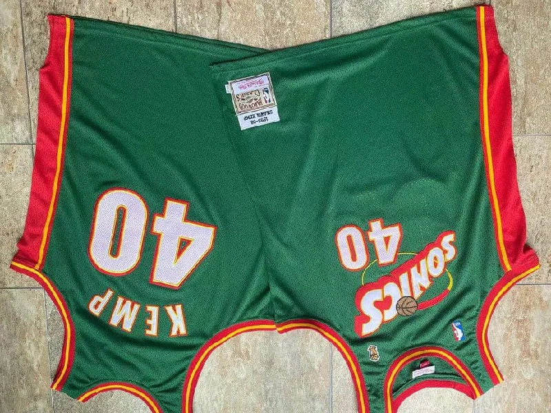 Basketball Jersey For Tournament Teams-Supersonics 40 Shawn Kemp Green 1995-96 Hardwood Classics Basketball Jersey