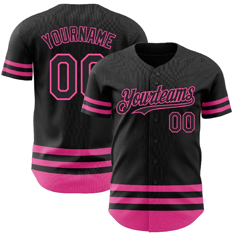 Baseball Jersey For Fan Merchandise-Custom Black Pink Line Authentic Baseball Jersey