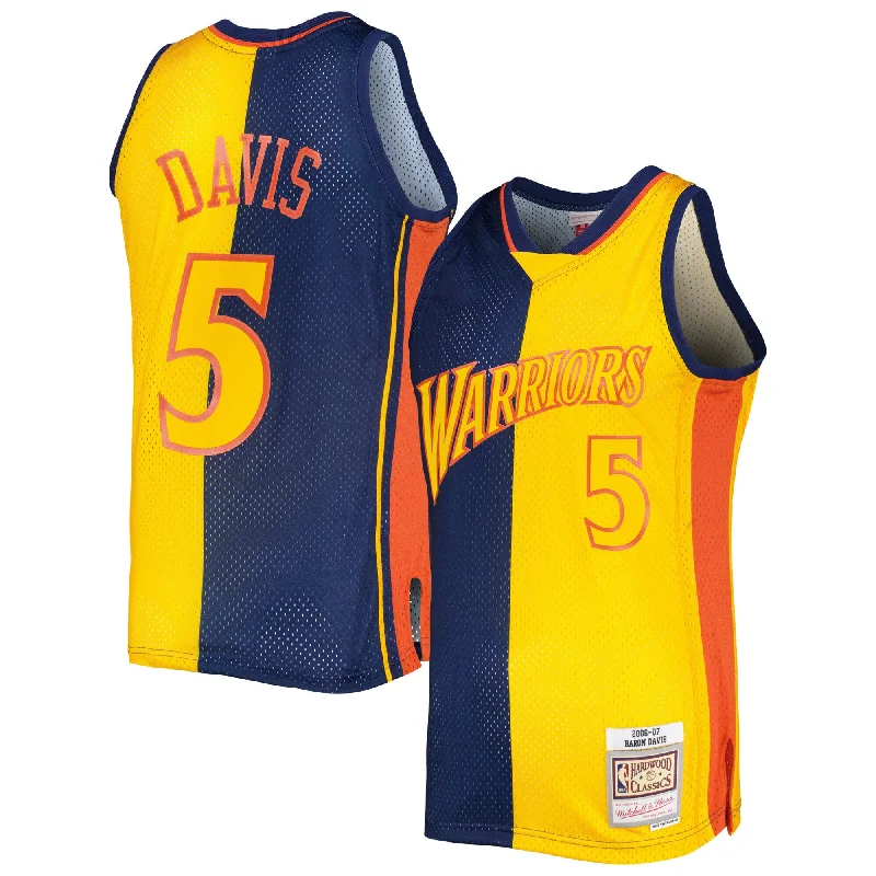 Basketball Jersey For College Merchandise Sales-Baron Davis Golden State Warriors Hardwood Classics 2006/07 Split Swingman Basketball Jersey - Navy/gold