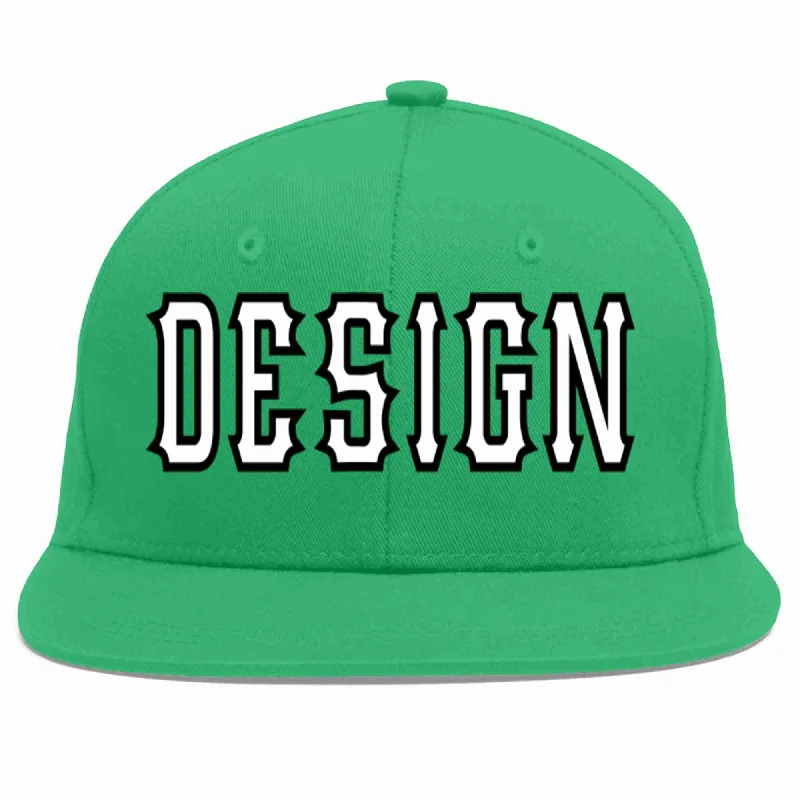 Baseball Cap With Player Signature-Custom Teal White-Black Flat Eaves Sport Baseball Cap