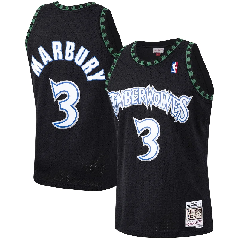 Basketball Jersey For Official Sports Events-Stephon Marbury Minnesota Timberwolves 1997/98 Hardwood Classics Swingman Basketball Jersey - Black