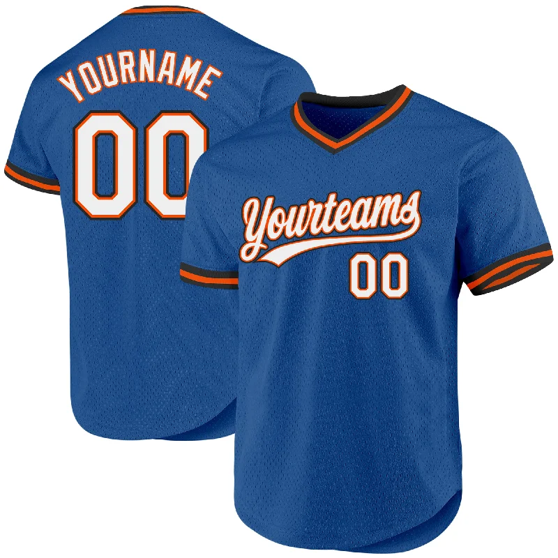 Baseball Jersey For Custom Merchandise Orders-Custom Blue Orange-Black Authentic Throwback Baseball Jersey