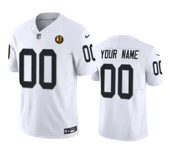 Football Jersey With Personalized Player Patches-Men's Las Vegas Raiders Active Player Custom White 2023 F.U.S.E. With John Madden Patch Vapor Limited Football Stitched Jersey