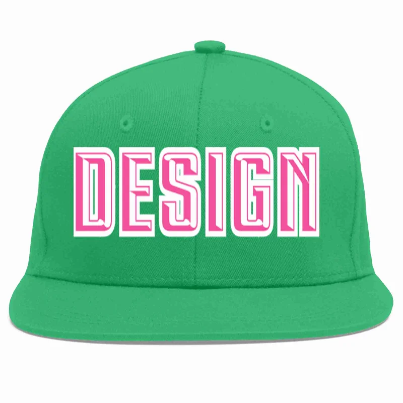 Baseball Cap With Custom Name-Custom Teal Pink-White Flat Eaves Sport Baseball Cap