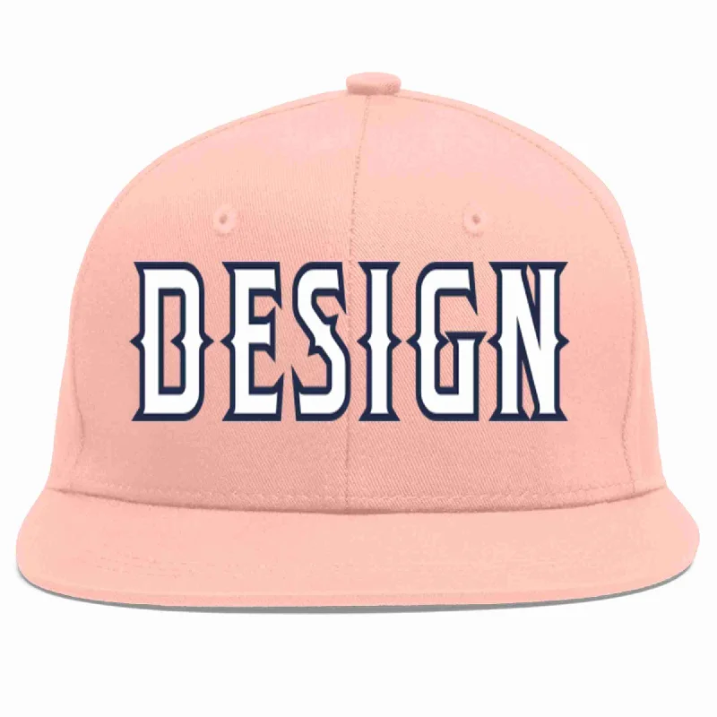 Baseball Cap For Custom Fan Designs-Custom Pink White-Navy Flat Eaves Sport Baseball Cap Design for Men/Women/Youth