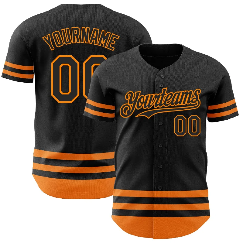 Baseball Jersey For Tournament Team Apparel-Custom Black Bay Orange Line Authentic Baseball Jersey