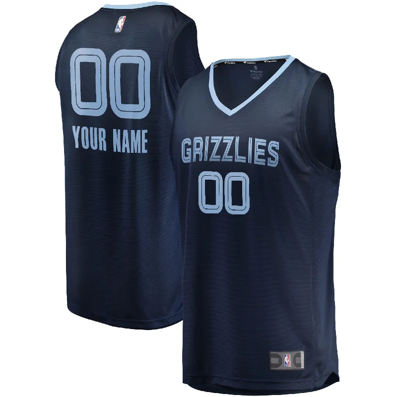 Basketball Jersey For Youth Teams-Memphis Grizzlies Branded Fast Break Custom Basketball Jersey Navy - Icon Edition