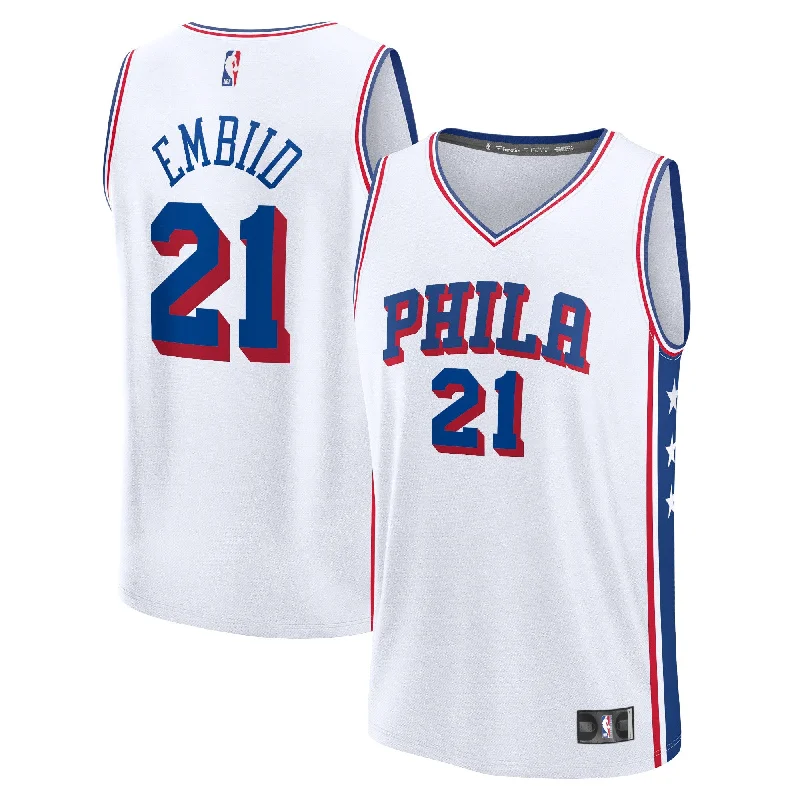 Basketball Jersey For Special Fan Custom Orders-Joel Embiid Philadelphia 76ers Branded Fast Break Basketball Jersey - Association Edition - White