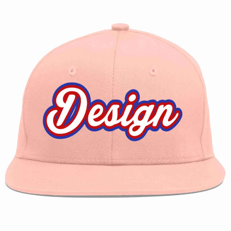 Baseball Cap With Player Signature-Custom Pink White-Red Flat Eaves Sport Baseball Cap Design for Men/Women/Youth