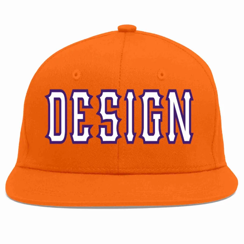 Baseball Cap For Promotional Sales-Custom Orange White-purple Flat Eaves Sport Baseball Cap Design for Men/Women/Youth