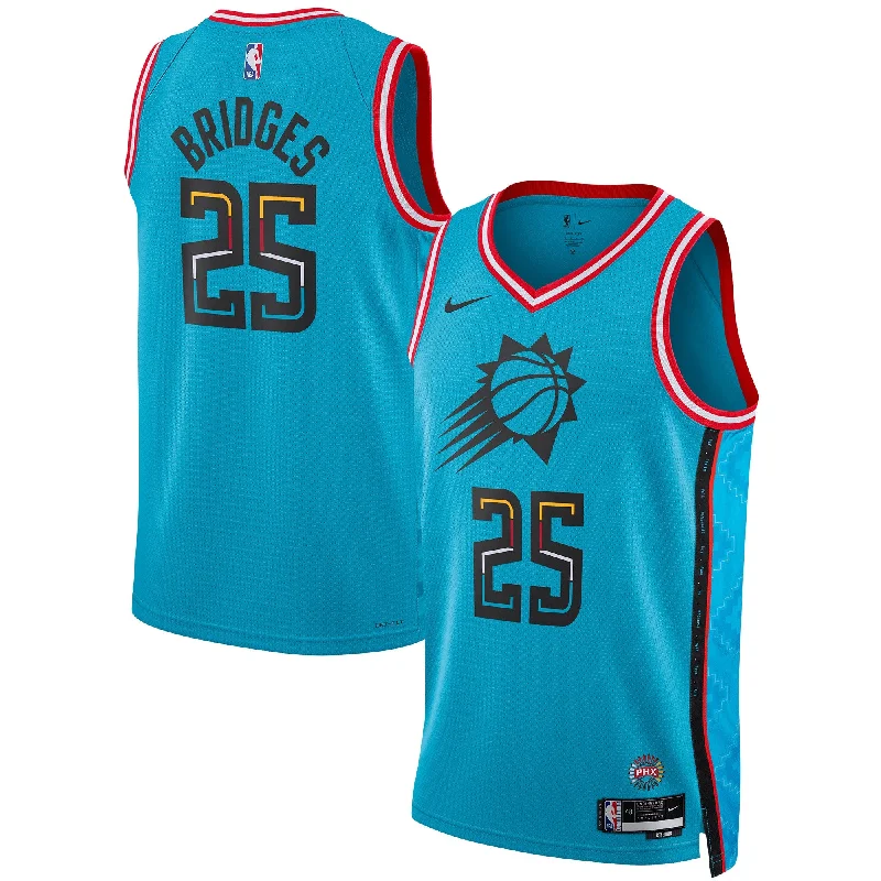 Basketball Jersey For Exclusive Team Gear-Mikal Bridges Phoenix Suns Unisex 2022/23 Swingman Basketball Jersey - City Edition - Turquoise