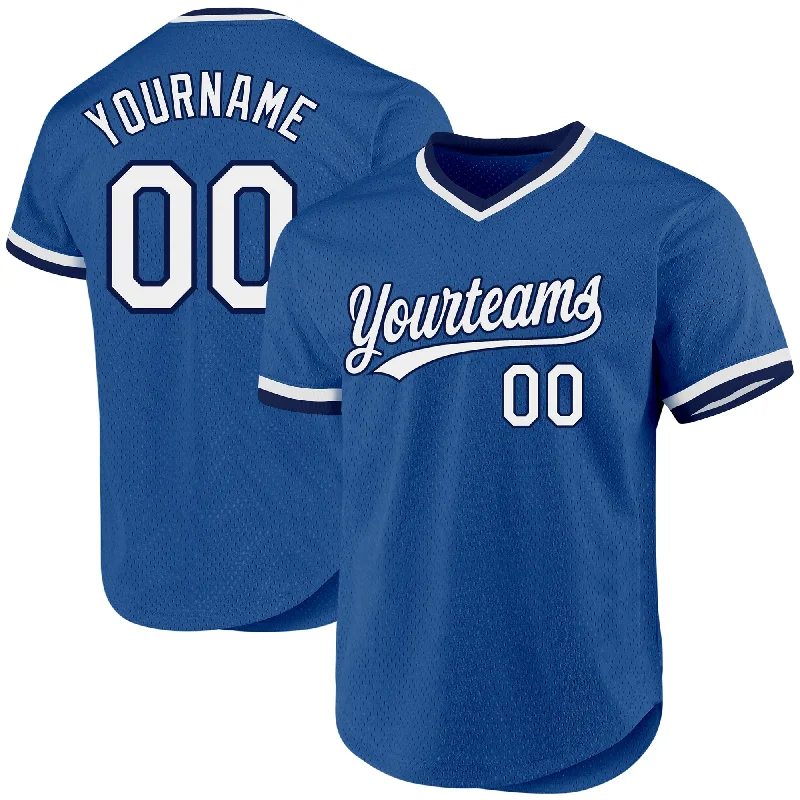 Baseball Jersey For Promotional Sales-Custom Blue White-Navy Authentic Throwback Baseball Jersey