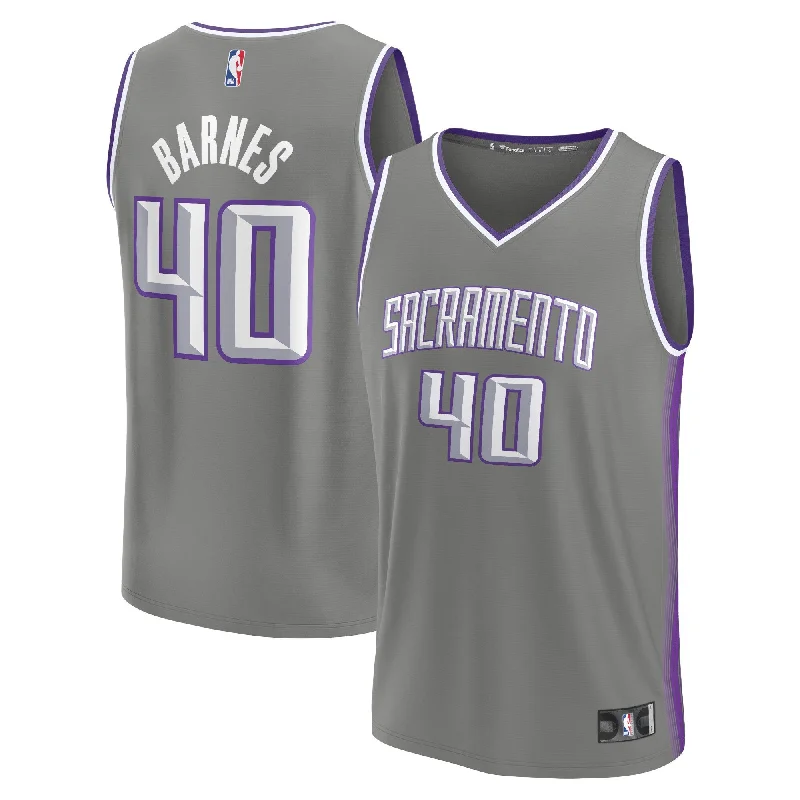 Basketball Jersey For Exclusive Custom Fan Gear-Harrison Barnes Sacramento Kings Branded Fastbreak Basketball Jersey - City Edition - Gray