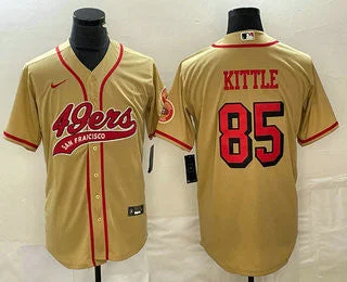 Baseball Jersey For Personalized School Merchandise-Men's San Francisco 49ers #85 George Kittle Gold Color Rush With Patch Cool Base Stitched Baseball Jersey