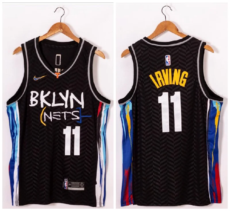 Basketball Jersey For Player Number Customization-Nets 11 Kyrie Irving Black 2021 Swingman Basketball Jersey