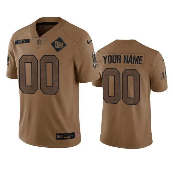 Football Jersey For Official Team Customization-Men's New York Giants Active Player Custom 2023 Brown Salute To Setvice Limited Football Stitched Jersey