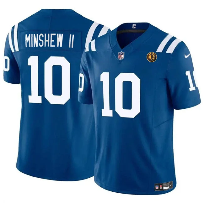 Football Jersey For Group Orders-Men's Indianapolis Colts #10 Gardner Minshew Blue 2023 F.U.S.E. With John Madden Patch Vapor Limited Football Stitched Jersey