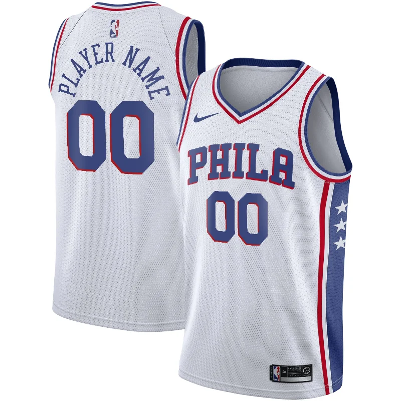 Basketball Jersey For Basketball Game Day-Philadelphia 76ers 2020/21 Swingman Custom Basketball Jersey - Association Edition - White