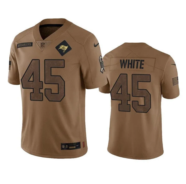 Football Jersey With Personalized Graphics-Men's Tampa Bay Buccaneers #45 Devin White 2023 Brown Salute To Service Limited Football Stitched Jersey