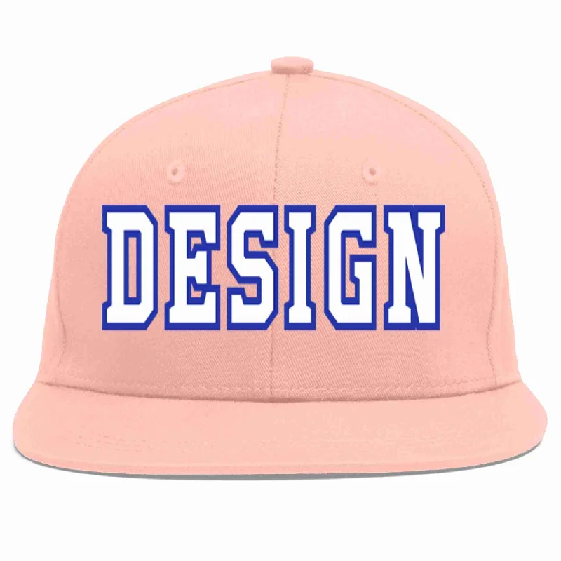 Baseball Cap For Exclusive Fan Gear-Custom Pink White-Royal Flat Eaves Sport Baseball Cap Design for Men/Women/Youth