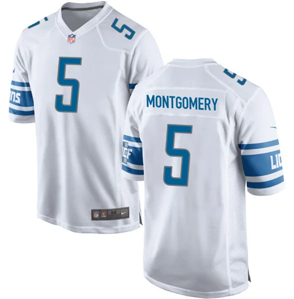 Football Jersey For Special Fan Gifts-Men's Detroit Lions #5 David Montgomery White Football Stitched Game Jersey