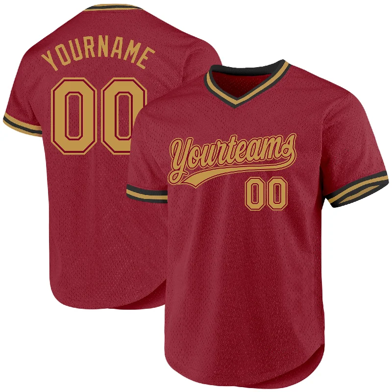 Baseball Jersey For Fan Merchandise-Custom Maroon Old Gold-Black Authentic Throwback Baseball Jersey