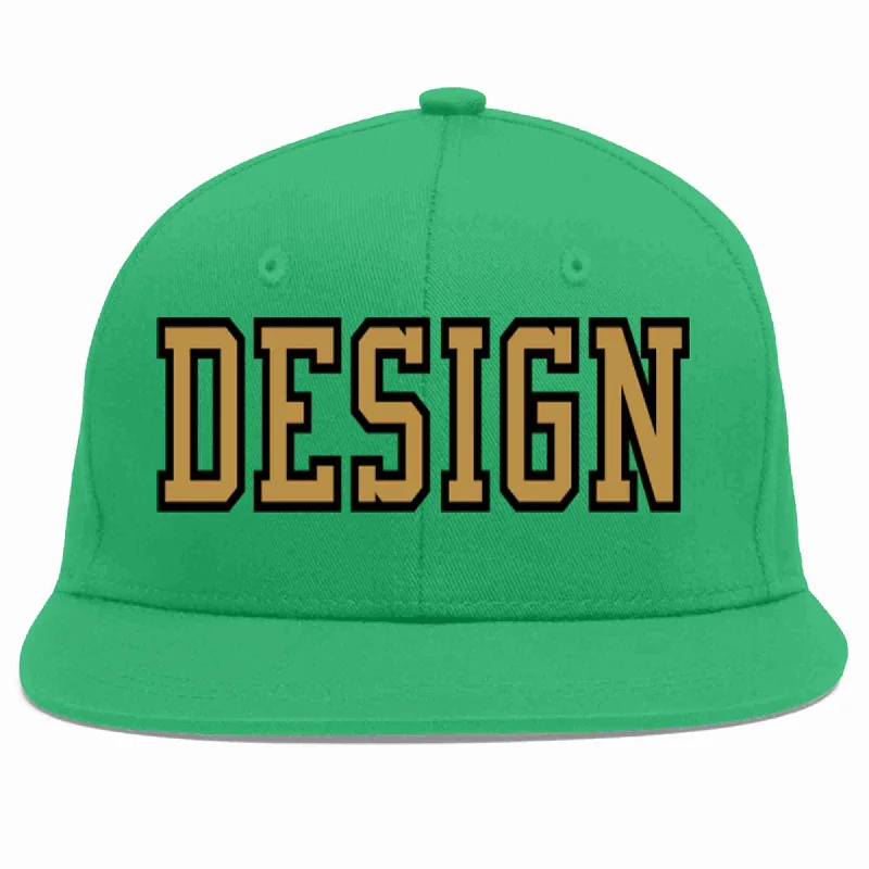 Custom Baseball Cap-Custom Teal Old Gold-Black Flat Eaves Sport Baseball Cap