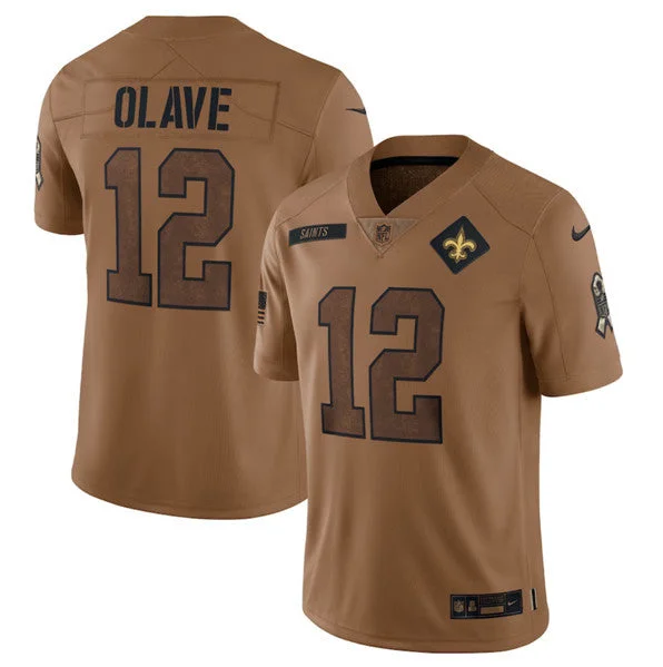 Football Jersey For Team Apparel-Men's New Orleans Saints #12 Chris Olave 2023 Brown Salute To Service Limited Football Stitched Jersey