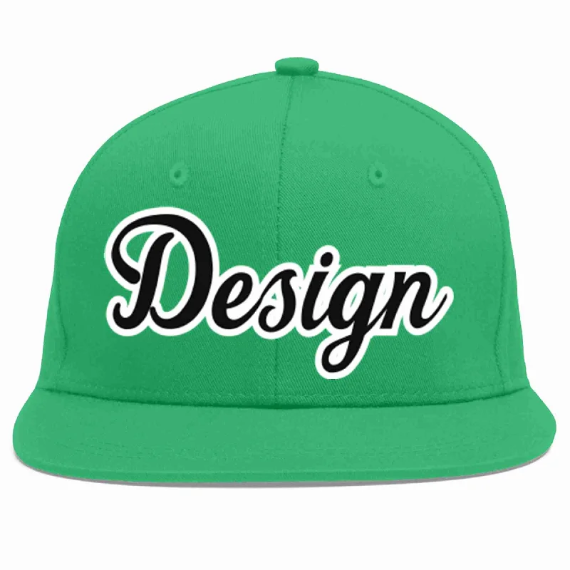 Baseball Cap For High School Customization-Custom Teal Black-White Flat Eaves Sport Baseball Cap