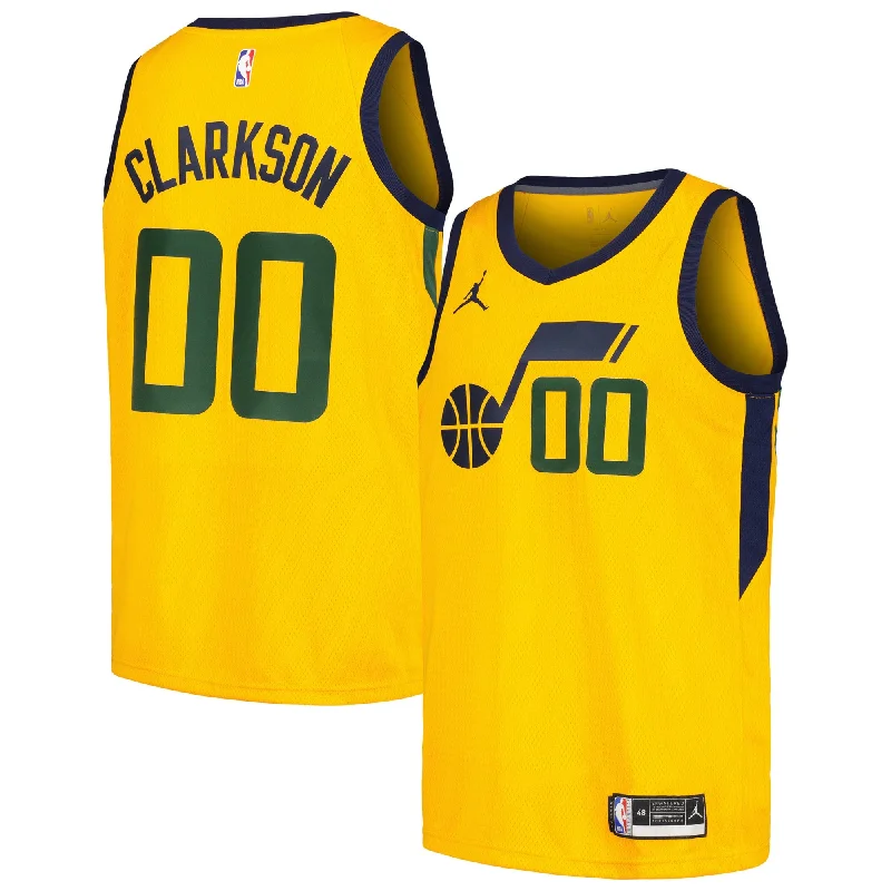 Basketball Jersey With Team Logo Embroidery-Jordan Clarkson Utah Jazz Jordan Brand Swingman Player Basketball Jersey - Statement Edition - Yellow