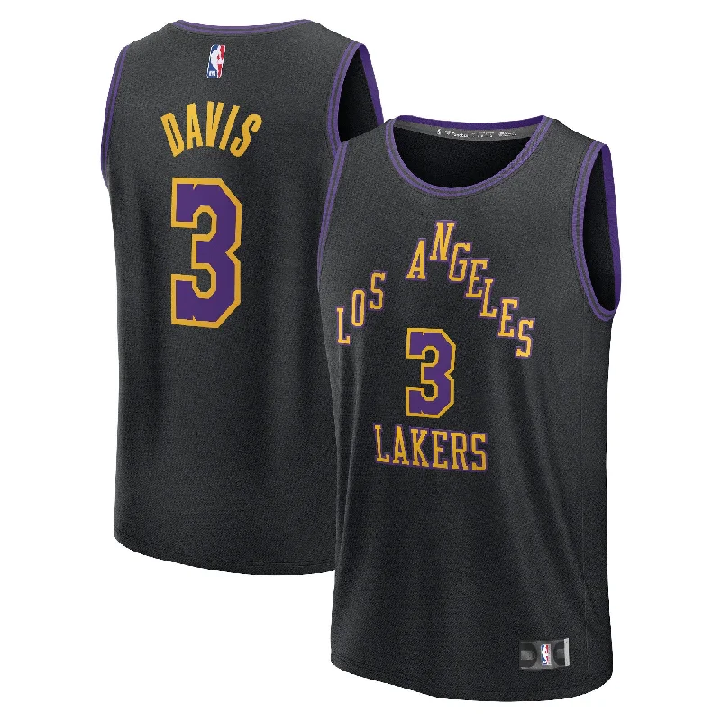 Basketball Jersey For Event And Tournament Gear-Anthony Davis Los Angeles Lakers Branded Fast Break Basketball Jersey - Black - City Edition