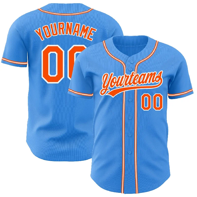 Baseball Jersey For Team Logo Customization-Custom Electric Blue Orange-White Authentic Baseball Jersey