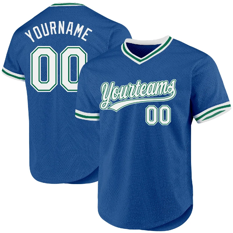 Baseball Jersey For Exclusive Fan Apparel-Custom Blue White-Kelly Green Authentic Throwback Baseball Jersey