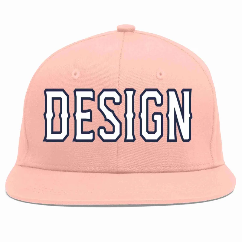 Baseball Cap For Game Day Team Gear-Custom Pink White-Navy Flat Eaves Sport Baseball Cap Design for Men/Women/Youth