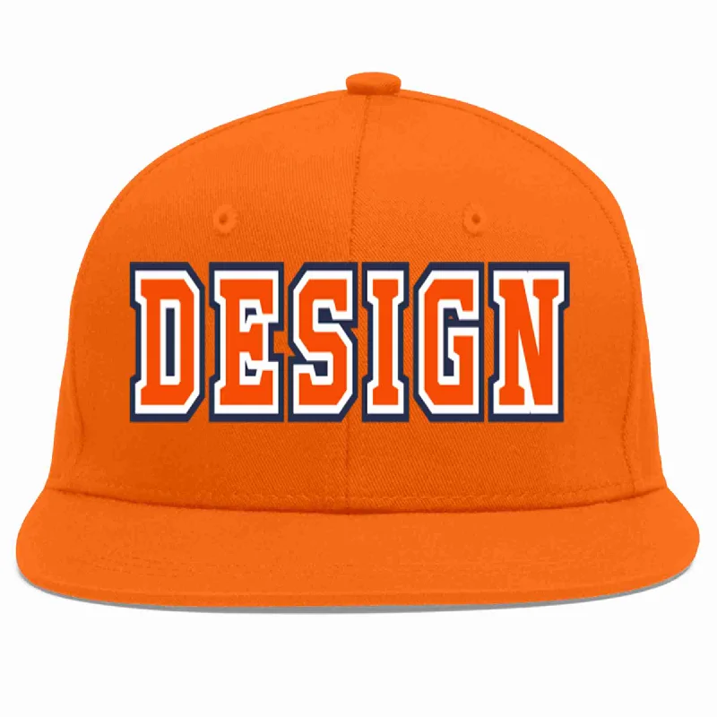 Baseball Cap With Personalized Fan Gear-Custom Orange Orange-White Flat Eaves Sport Baseball Cap Design for Men/Women/Youth