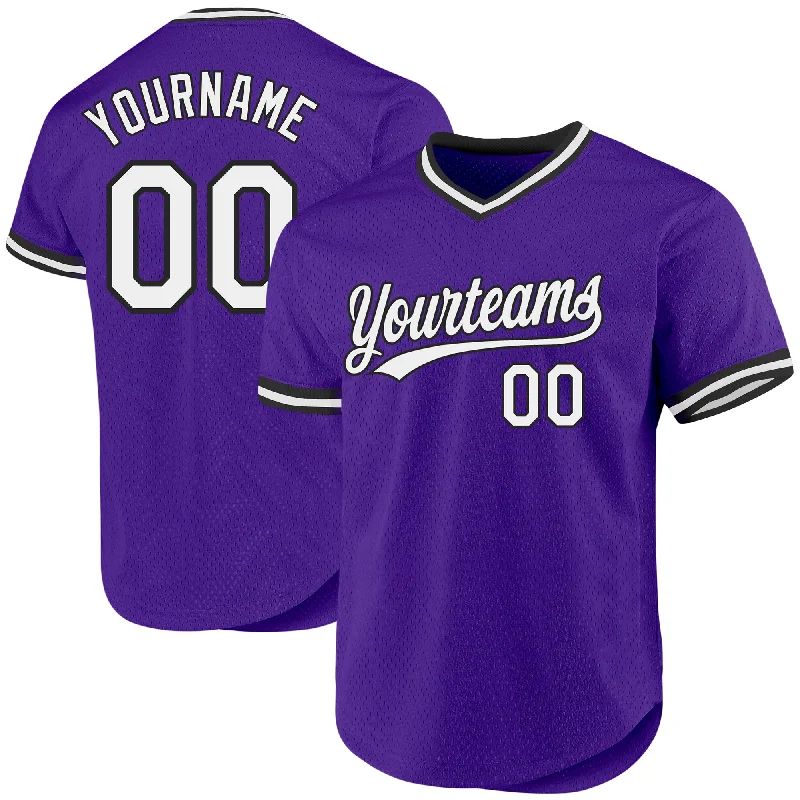 Baseball Jersey For Player And Team Apparel-Custom Purple White-Black Authentic Throwback Baseball Jersey