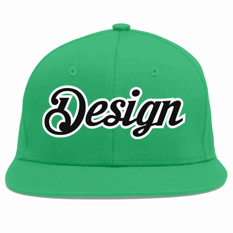 Baseball Cap For Sports Club Orders-Custom Teal Black-White Flat Eaves Sport Baseball Cap