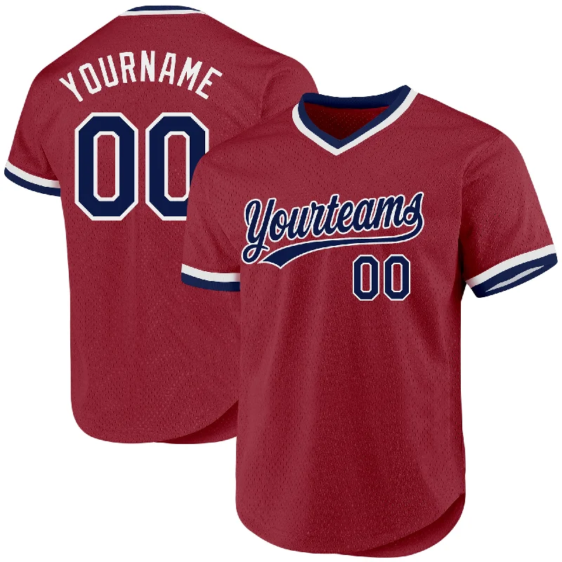 Baseball Jersey For Softball Custom Orders-Custom Maroon Navy-White Authentic Throwback Baseball Jersey