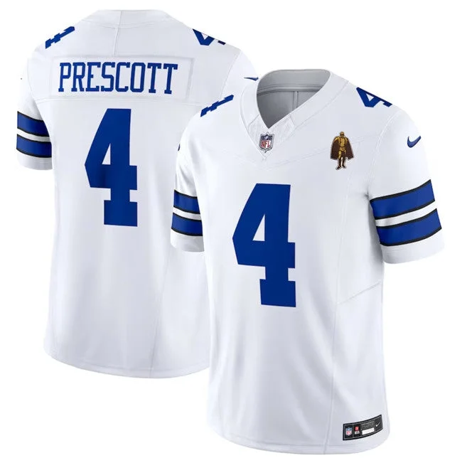 Football Jersey For Special Events-Men's Dallas Cowboys #4 Dak Prescott White 2023 F.U.S.E. With Walter Payton Patch Vapor Limited Football Stitched Jersey