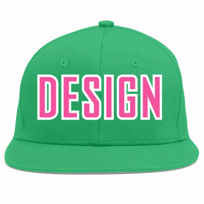 Baseball Cap For Youth Player Gear-Custom Teal Pink-White Flat Eaves Sport Baseball Cap