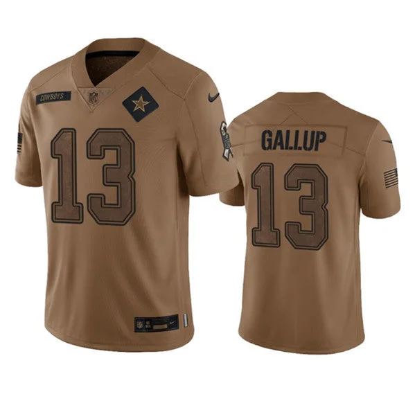 Football Jersey For Promotional Team Events-Men's Dallas Cowboys #13 Michael Gallup 2023 Brown Salute To Service Limited Football Stitched Jersey