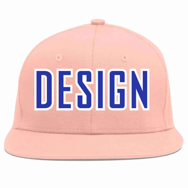 Baseball Cap With Custom Logo And Text-Custom Pink Royal-White Flat Eaves Sport Baseball Cap Design for Men/Women/Youth