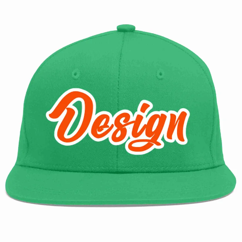 Baseball Cap For Adults-Custom Teal Orange-White Flat Eaves Sport Baseball Cap