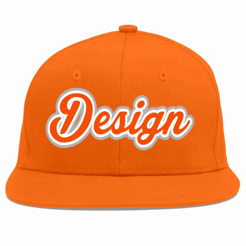 Baseball Cap For Group Fan Orders-Custom Orange Orange-White Flat Eaves Sport Baseball Cap Design for Men/Women/Youth