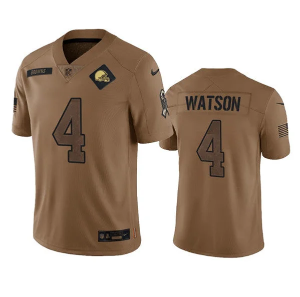 Football Jersey For Team Fundraising Campaigns-Men's Cleveland Browns #4 Deshaun Watson 2023 Brown Salute To Service Limited Football Stitched Jersey