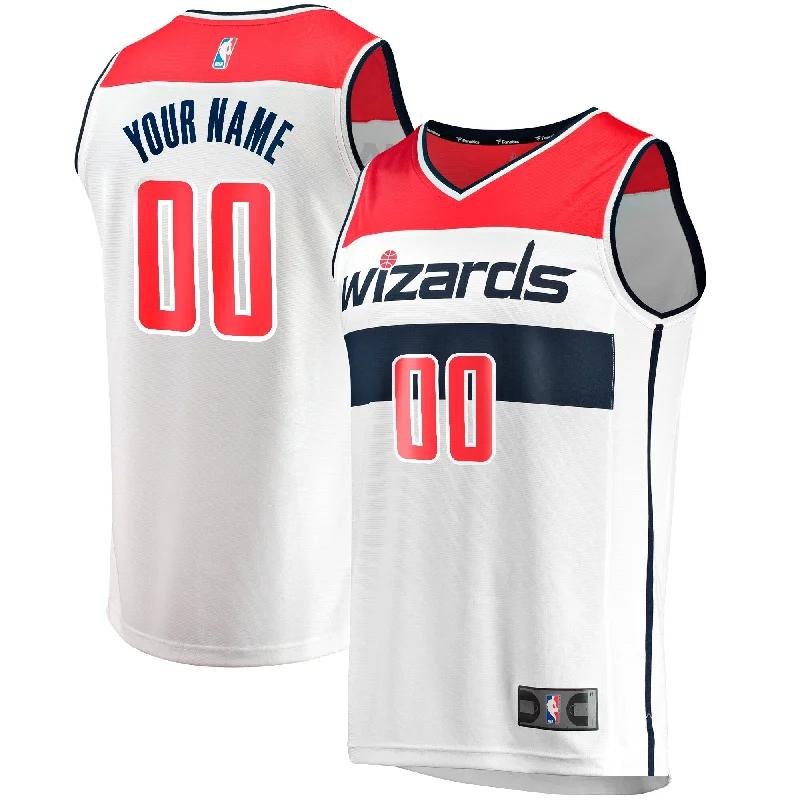 Personalized Basketball Jersey-Washington Wizards Branded Fast Break Custom Basketball Jersey - Association Edition - White