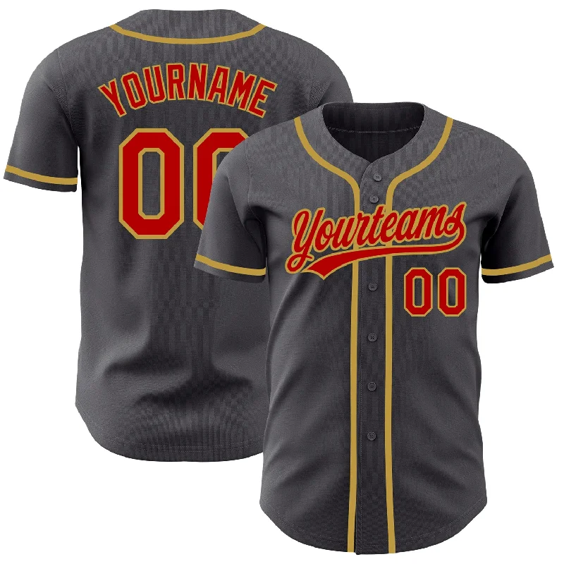 Baseball Jersey For Fan Event Customization-Custom Steel Gray Red-Old Gold Authentic Baseball Jersey